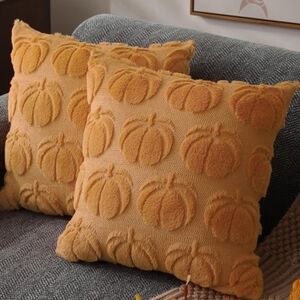 Pumpkin Patterned Orange Accent Pillows